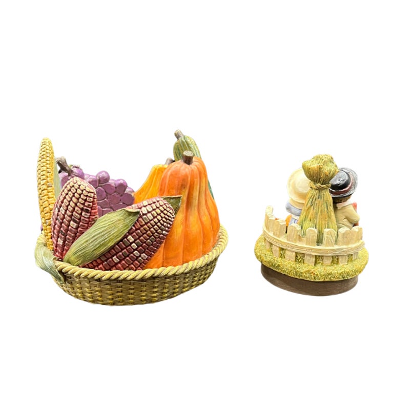 Sweet Shadow Thanksgiving Candle Holder Jar Lid Harvest Fruit Produce Vintage