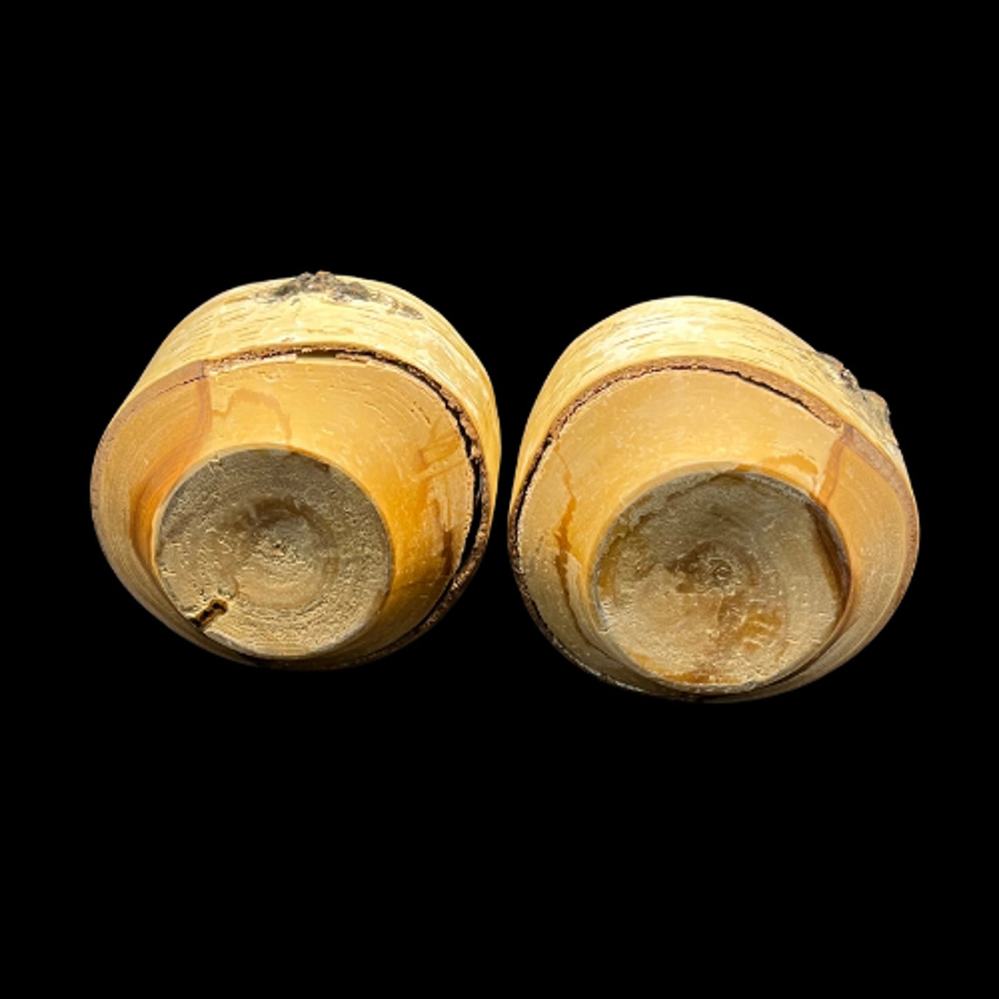 Set of Two Birch  Wood Taper Candle Holders With Metal Lining