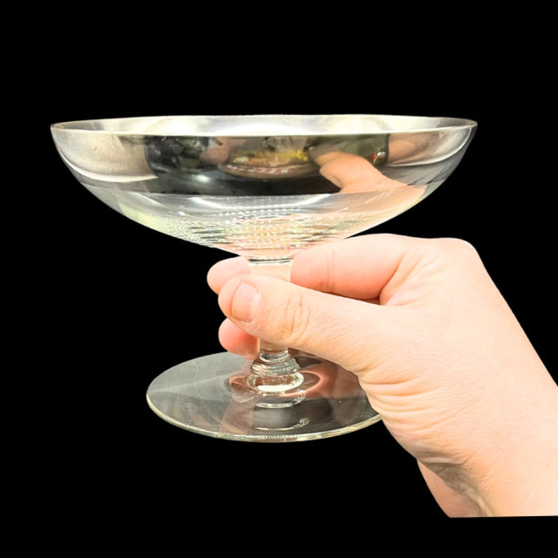 Mid Century Modern Dorothy Thorpe Silver Band Pedestal Compote Candy Dish