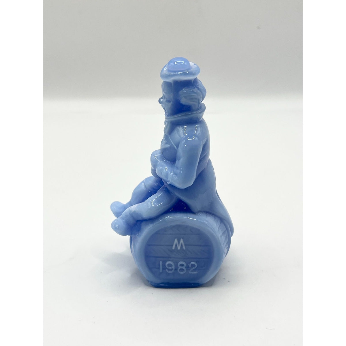 Vintage Mosser Glass Von Clown Alley Blue Slag Figurine Original Box