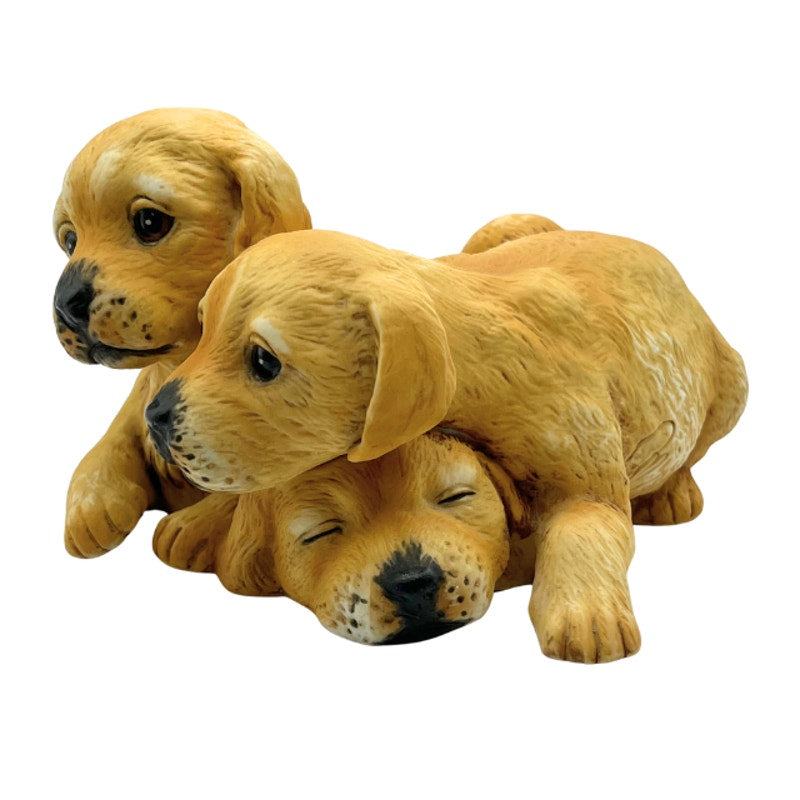 Vintage HOMCO 1987 Masterpiece Porcelain Golden Retriever Puppies Figurine