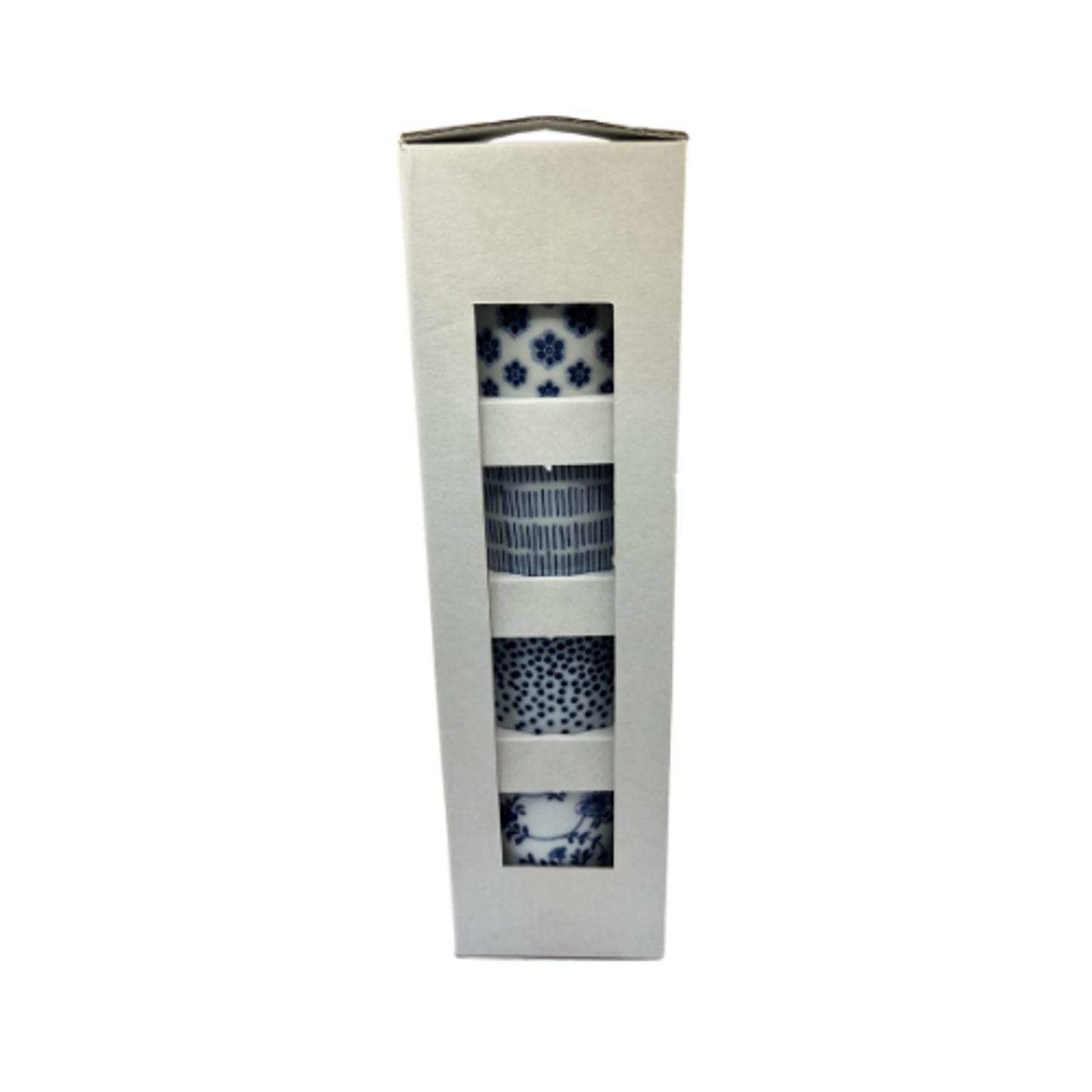 IKEA Entusiasm Porcelain Tumbler Set Cobalt Blue Patterned Cups Set of 4 New