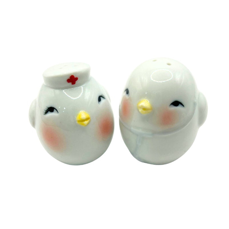 Vintage Ceramic Bird Salt and Pepper Shakers Doctor Nurse Whimsical Medical