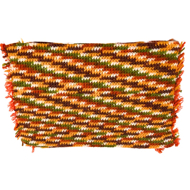 Vintage 1970s Striped Crochet Placemats Set of 4 Handmade Boho Table Linens