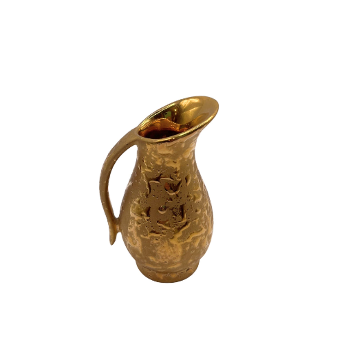 Vintage 22K Weeping Gold Miniature Pitcher Wash Basin Floral Vase Set