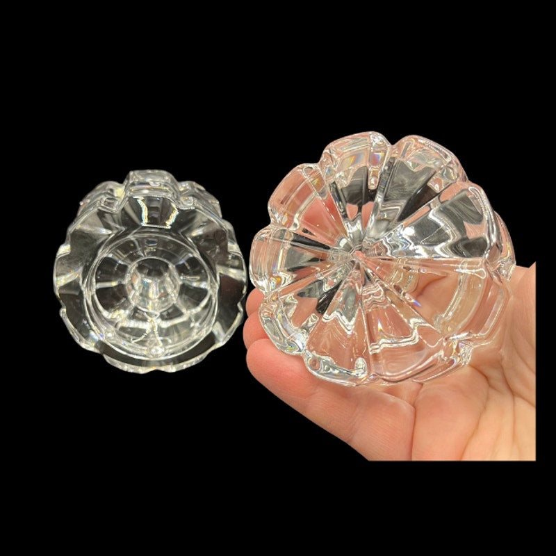 Godinger Clear Crystal Glass Diamante Tapered Candle Votive Holder Pair Set of 2