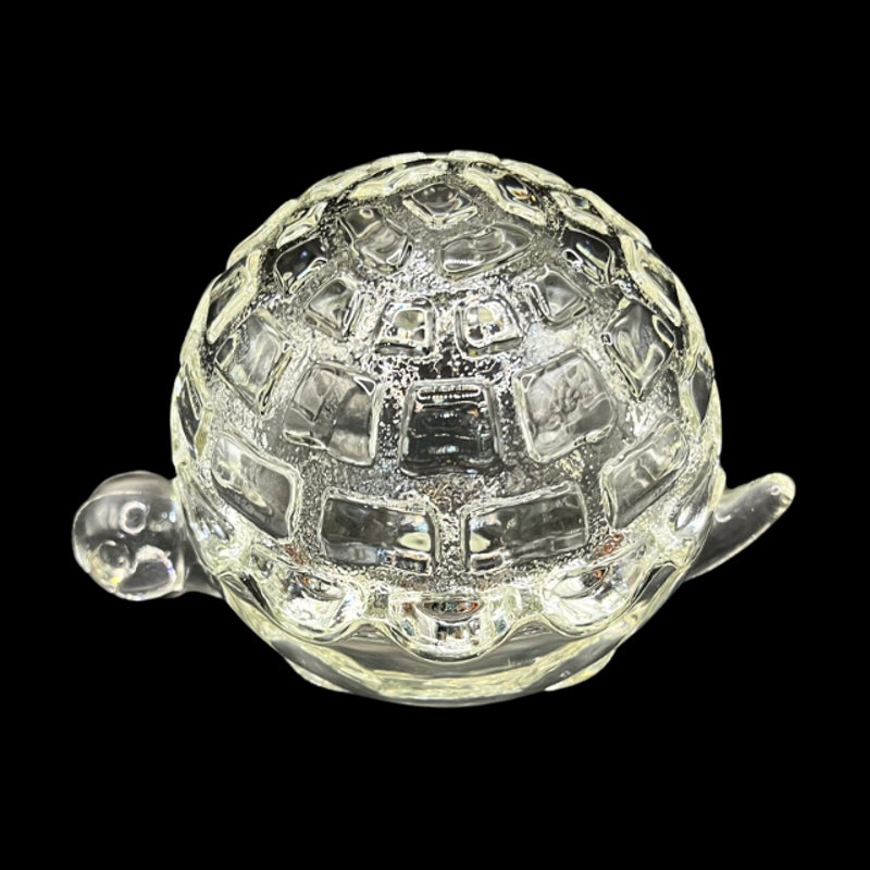 Vintage Anchor Hocking Clear Glass Turtle Trinket Dish with Lid