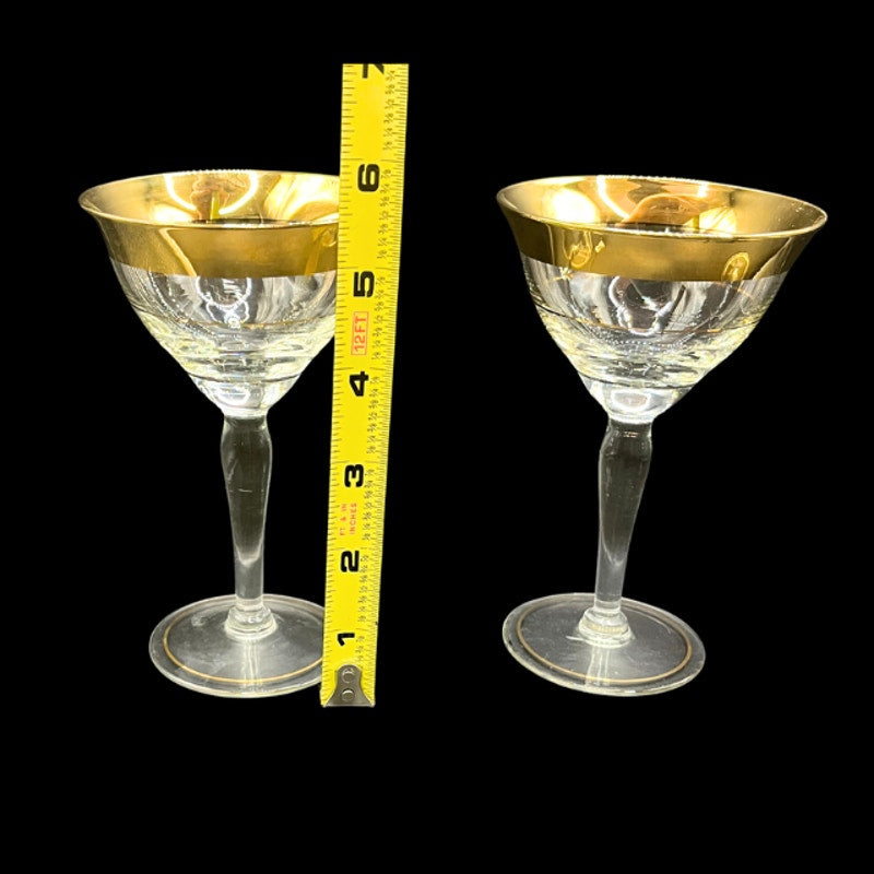 Mid Century Avitra Golden 22k Gold Wine Glass Water Goblet Dorothy Thorpe Style