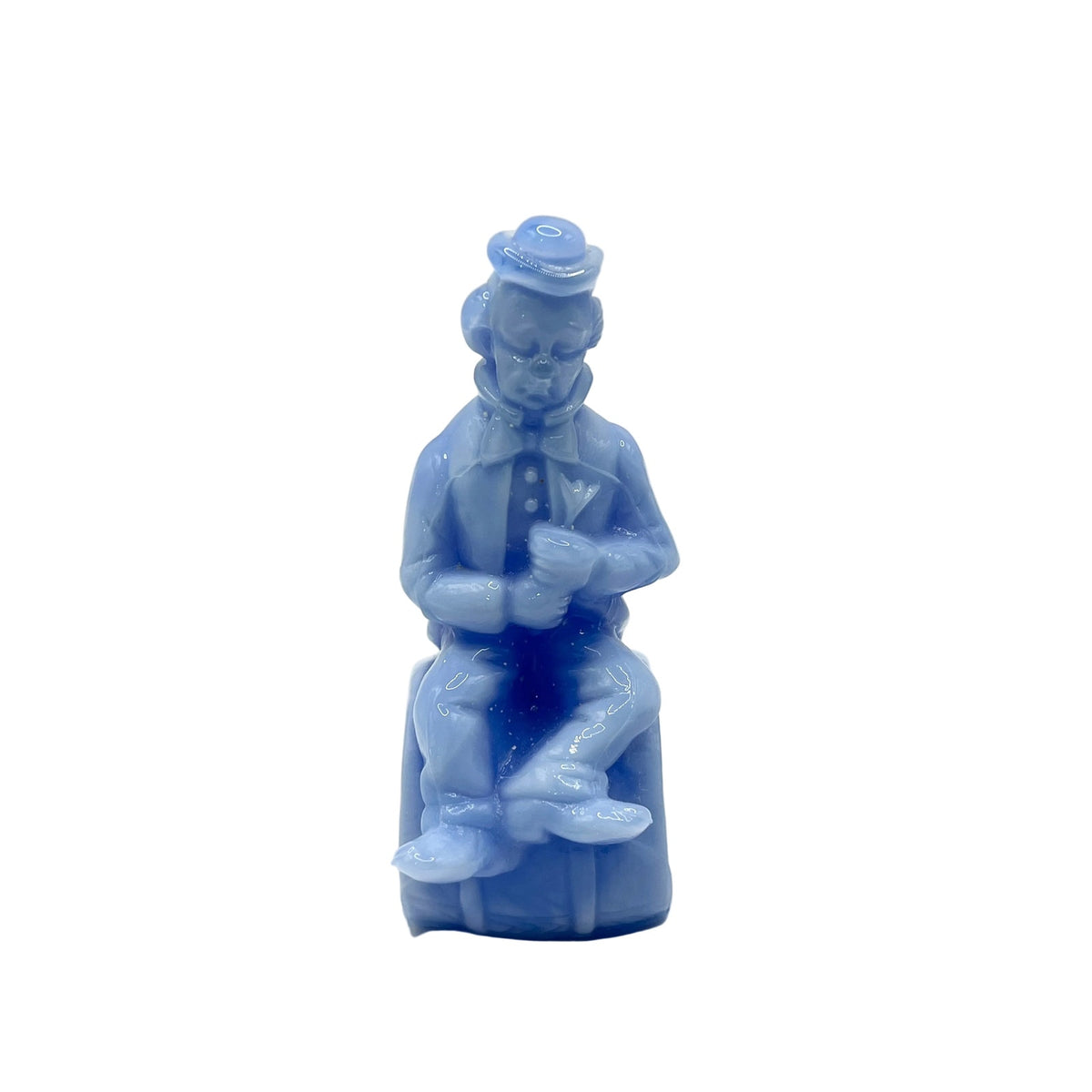 Vintage Mosser Glass Von Clown Alley Blue Slag Figurine Original Box