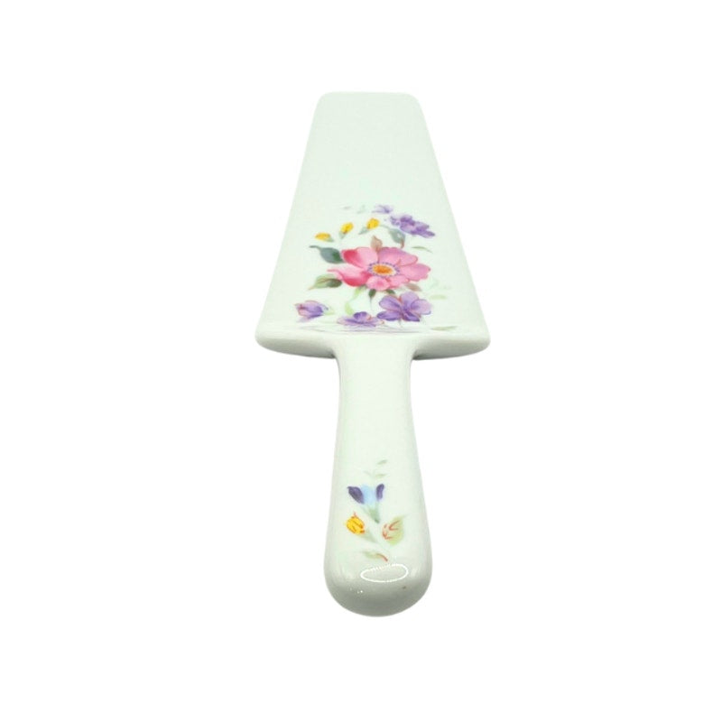Vintage Andrea by Sadek Porcelain Cake Pie Server Purple Pink Floral Pattern