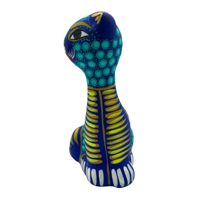 Vintage Mexican Folk Art Alebrije Cat Figurine Hand Painted Ceramic