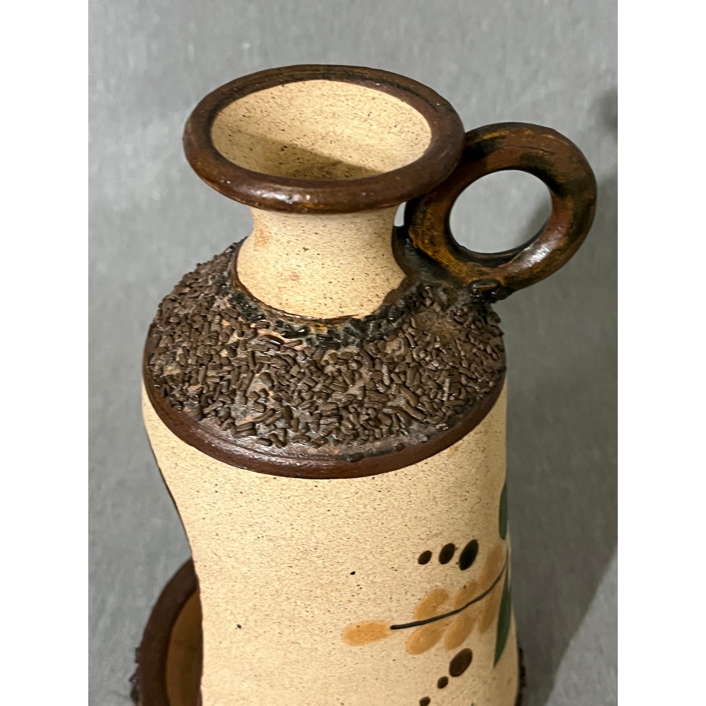Vintage Tonala Mexican Pottery Taper Candle Lantern Folk Art Signed