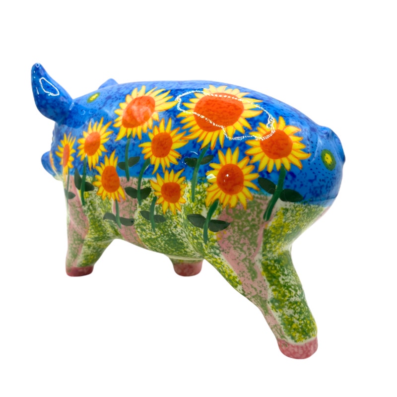 Vintage Van Gogh Sunflowers Floral Inspired Piggy Bank by Big Pigs 2002