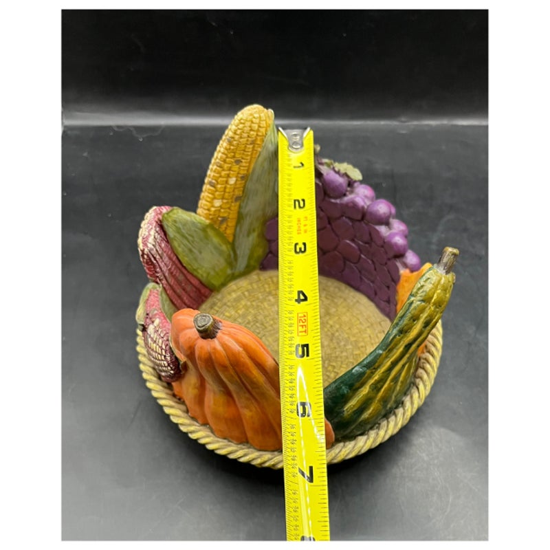 Sweet Shadow Thanksgiving Candle Holder Jar Lid Harvest Fruit Produce Vintage