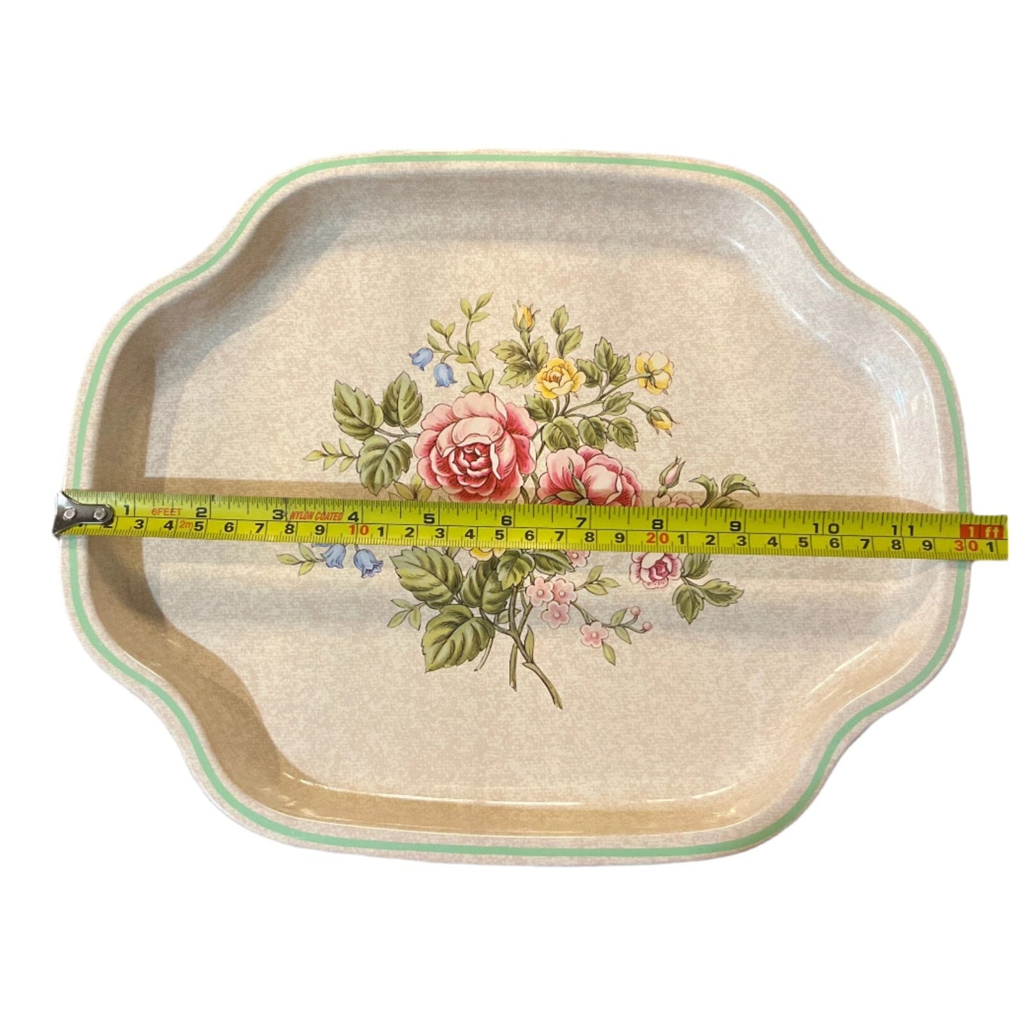 Vintage Metal Vanity Dresser Tray Trinket Dish Flowers Made in England for Avon