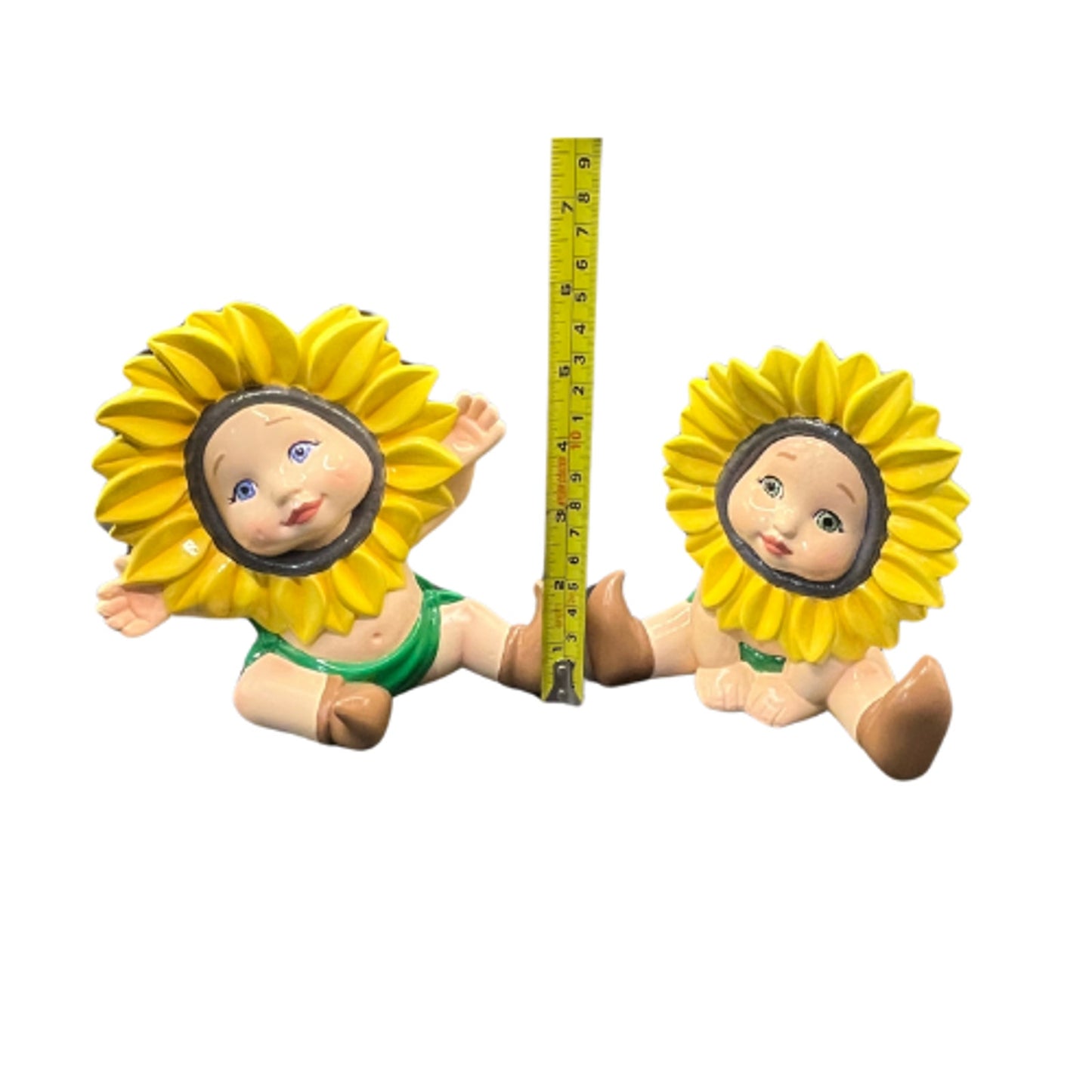 Vintage 1979 Dona's Ceramics Sunflower Babies Figurines Set Hand-Painted