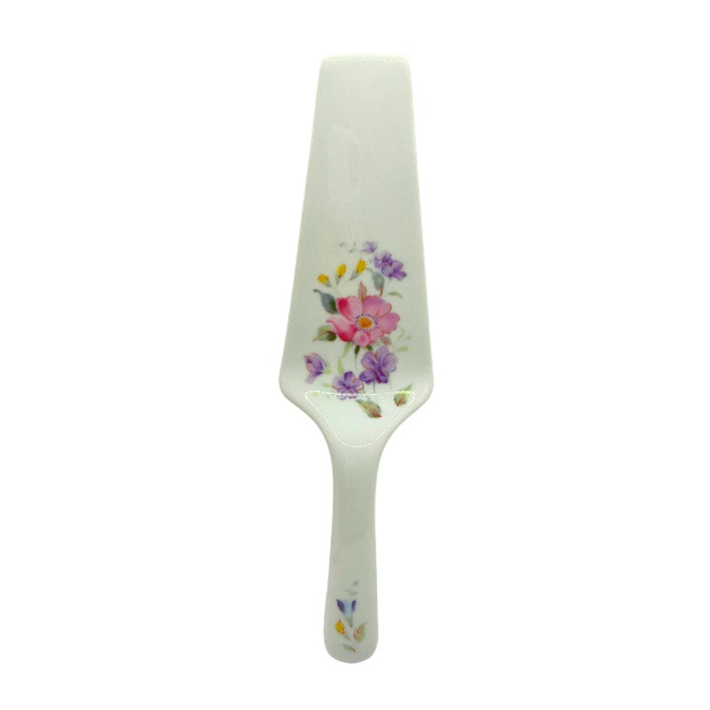 Vintage Andrea by Sadek Porcelain Cake Pie Server Purple Pink Floral Pattern