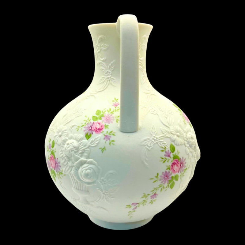 Vintage Kaiser W. Germany Porcelain Bisque Monaco Pitcher Vase Relief Floral