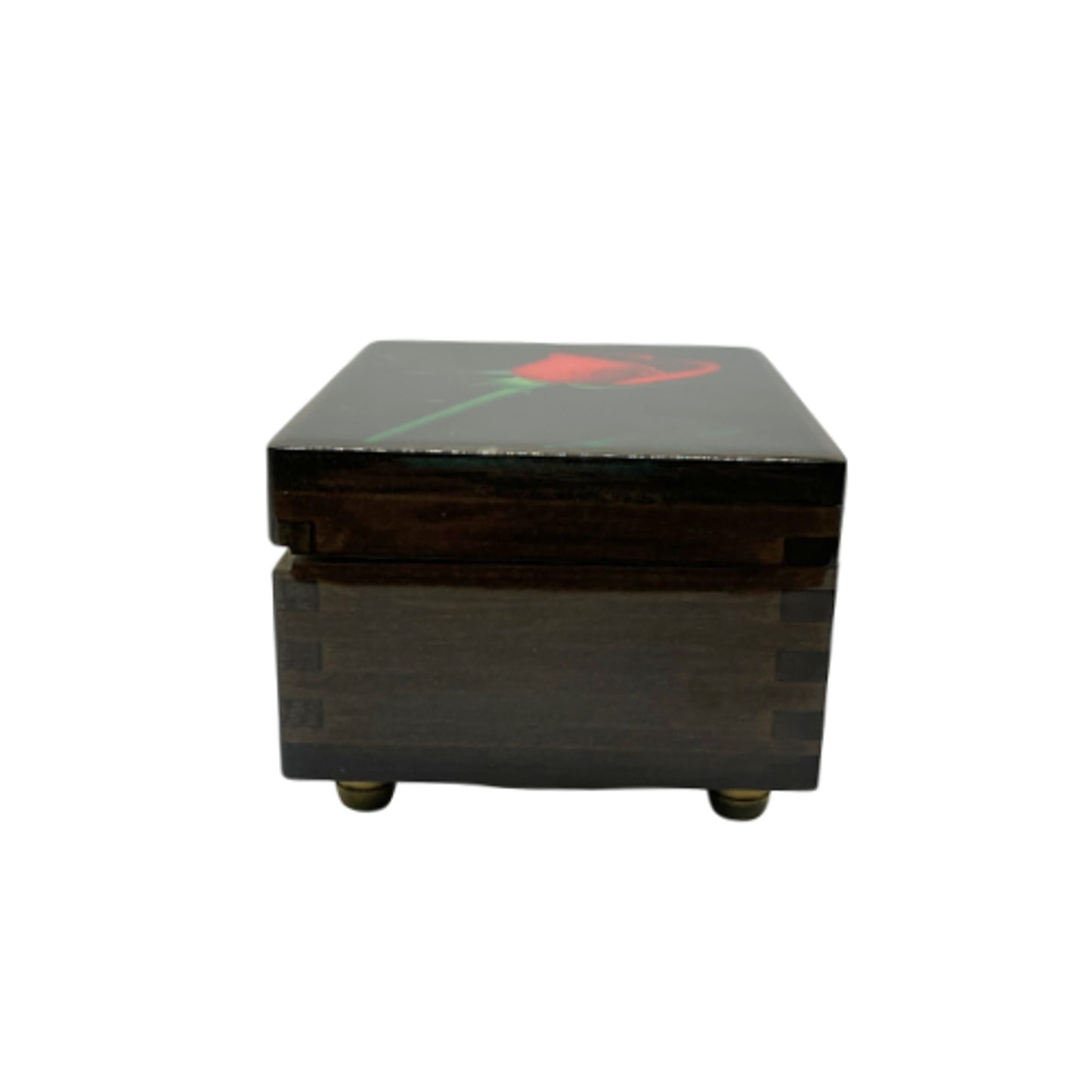 American Music Box Company "The Rose" Black Lacquer Jewelry Music Box