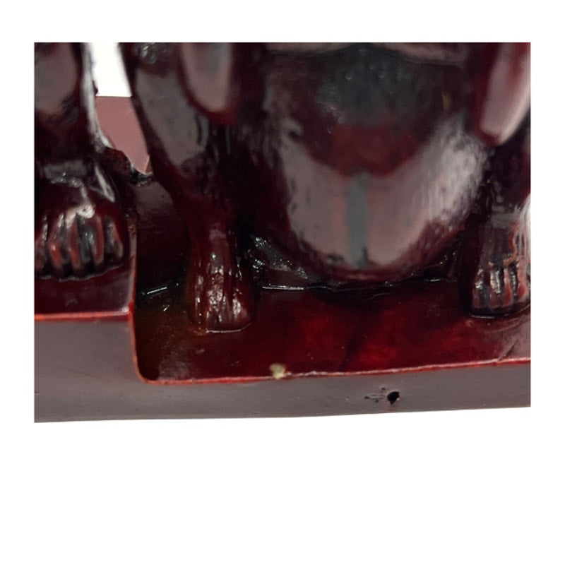 Vintage Chinese Wise Monkeys Carved Cinnabar Lacquer Figural Desk Piece Figurine