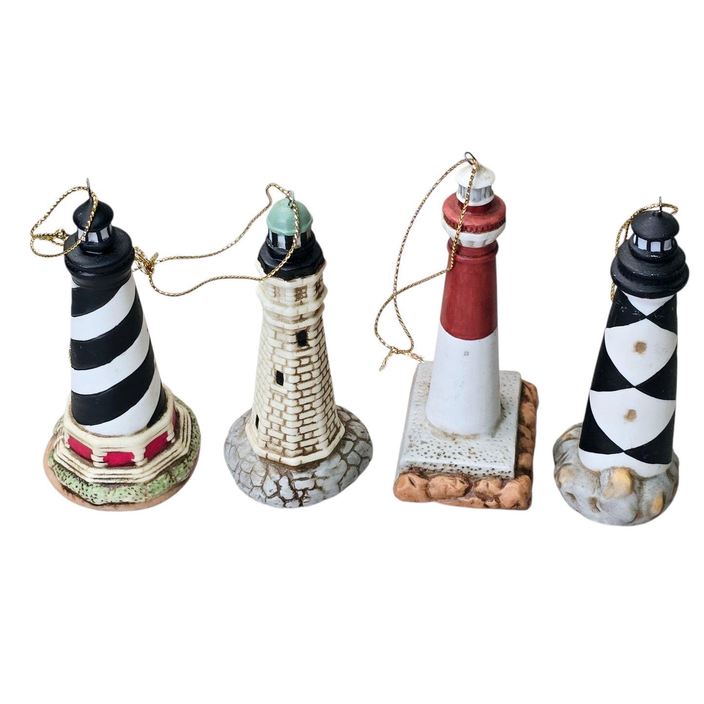 VTG Lefton Lighthouse Collectible Ornaments Nautical Beachfront Decor Set Of 4