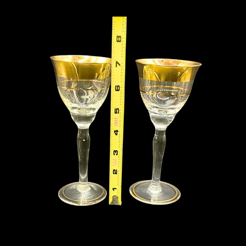 Vintage Avitra Golden 22k Gold Wine Glass Water Goblet Dorothy Thorpe Style