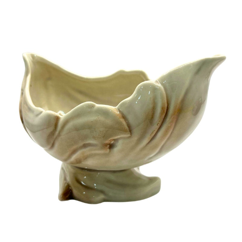 Roselane Pottery Vintage Mid Century Ceramic Leaf Planter Footed Bowl