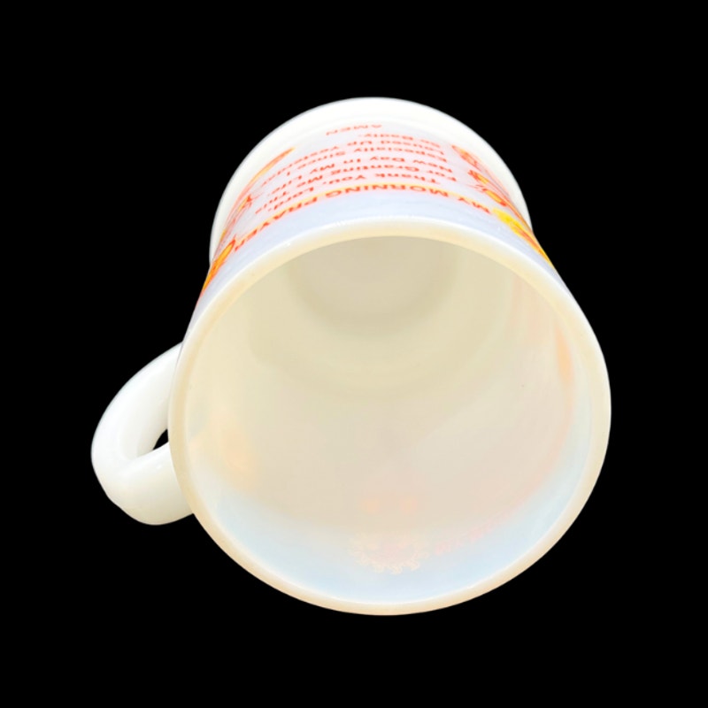 Vintage 1960s My Morning Prayer Milk Glass Pedestal Breakfast Mug
