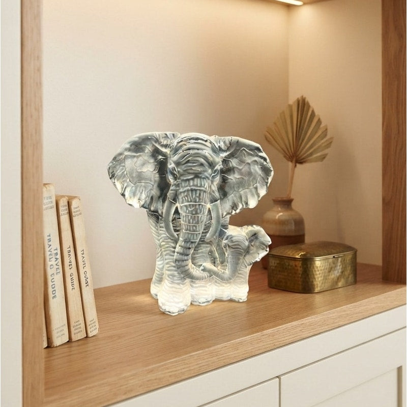 Elephant Mother and Baby Leaded Crystal Iceberg Sculpture Paperweight