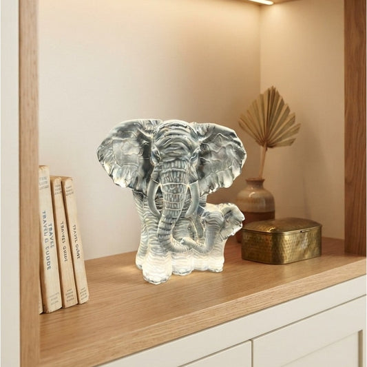 Elephant Mother and Baby Leaded Crystal Iceberg Sculpture Paperweight