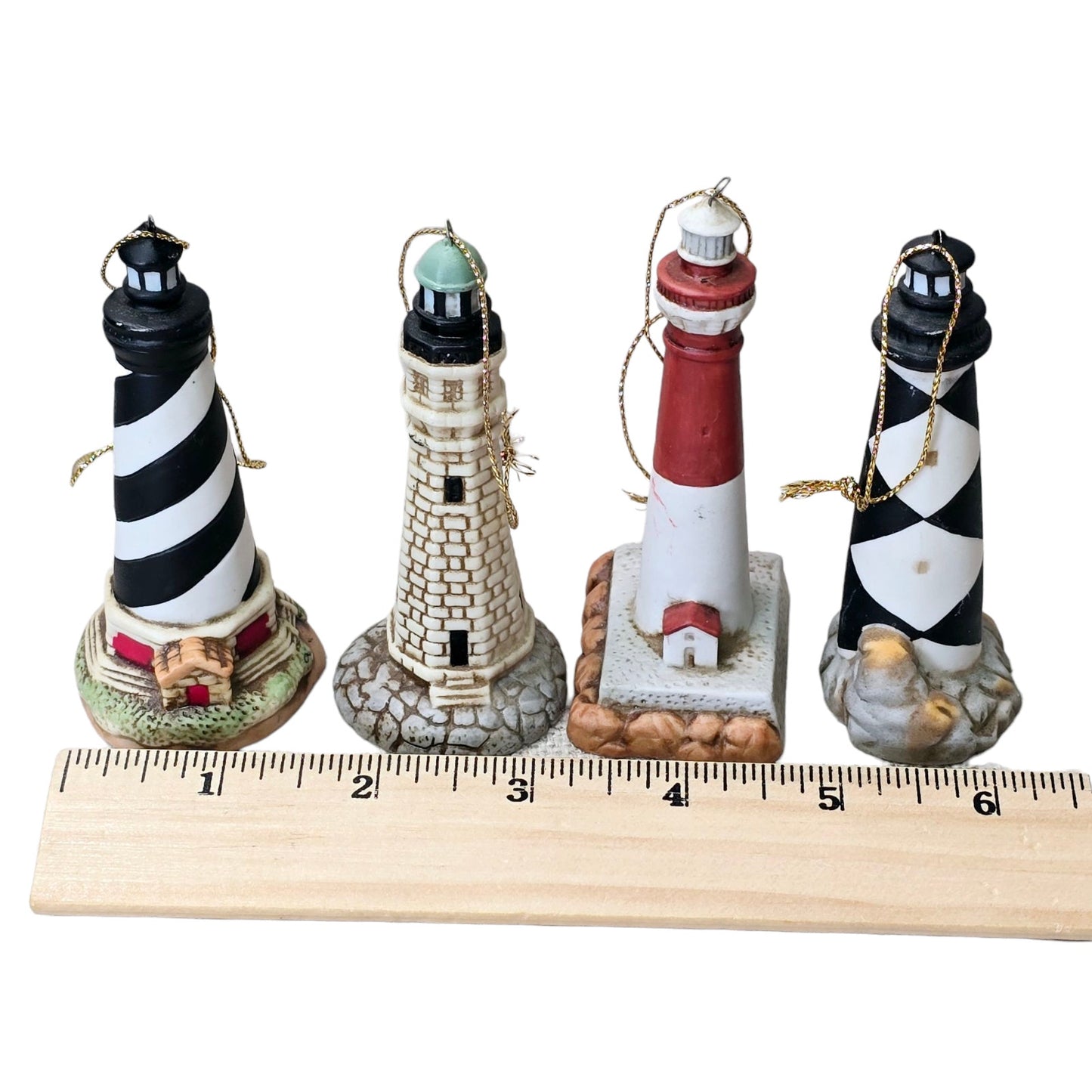 VTG Lefton Lighthouse Collectible Ornaments Nautical Beachfront Decor Set Of 4