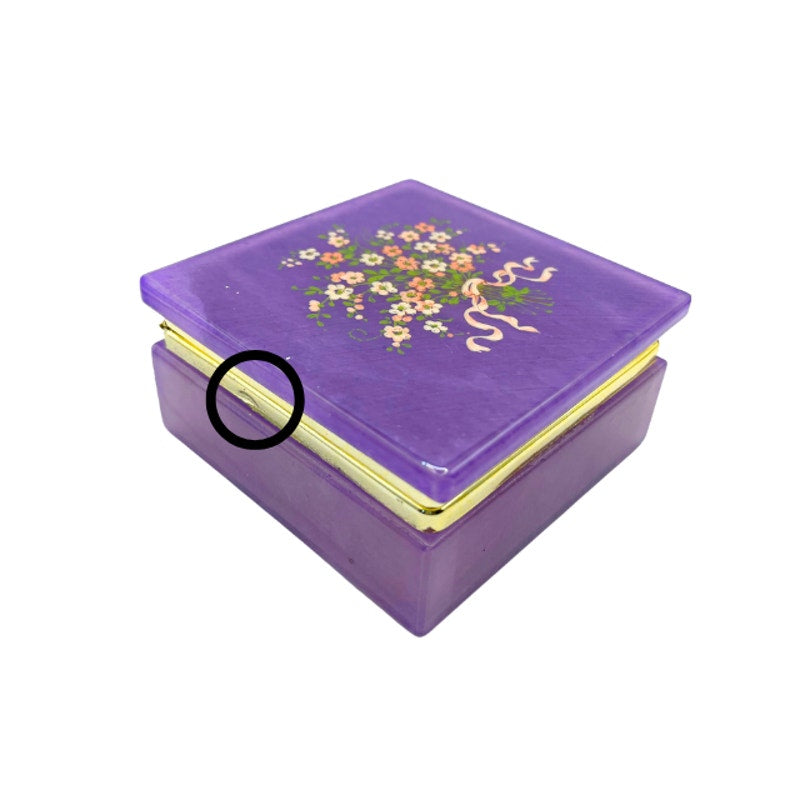 Vintage Himark Alabaster Keepsake Box Pink Floral Italy