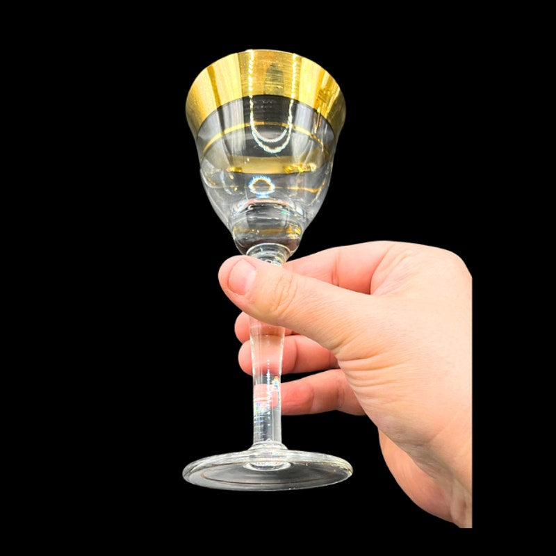 Vintage Avitra Golden 22k Gold Wine Glass Water Goblet Dorothy Thorpe Style