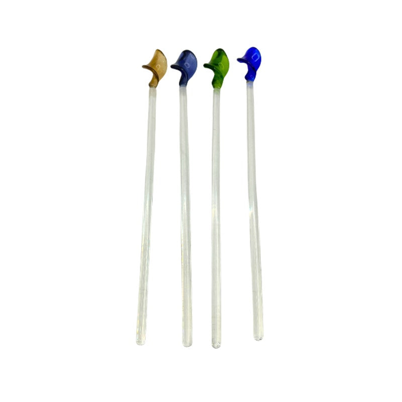 Vintage Pier 1 Hand Blown Glass Cocktail Swizzle Sticks Set of 4