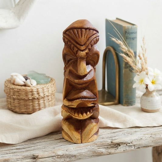Vintage Hand Carved Wooden Loma Hawaiian Tiki Totem Pole God Figure