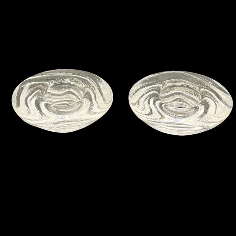 Simon Pearce Thetford Glass Tealight Votive Holders Set of 2 Swirling Wave