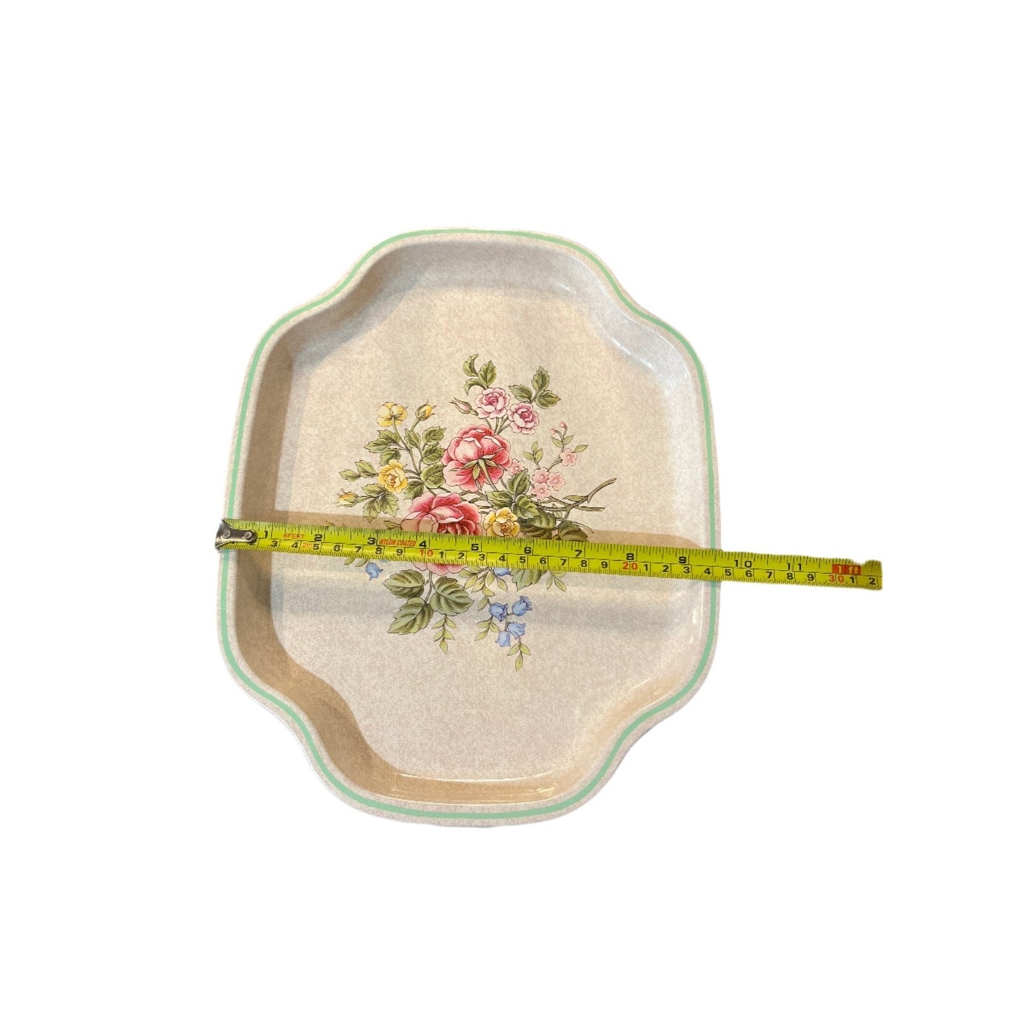 Vintage Metal Vanity Dresser Tray Trinket Dish Flowers Made in England for Avon