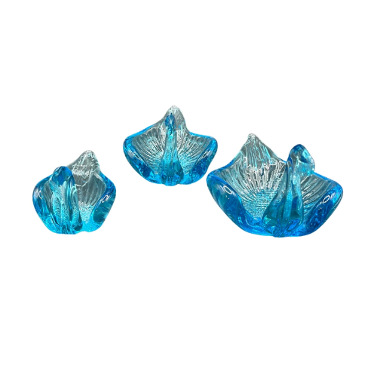 Vintage Blown Glass Nesting Swans Set Blue Turquoise Art Glass Figurines w/ Glow