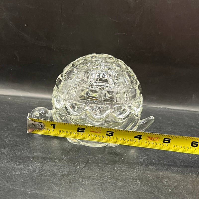 Vintage Anchor Hocking Clear Glass Turtle Trinket Dish with Lid
