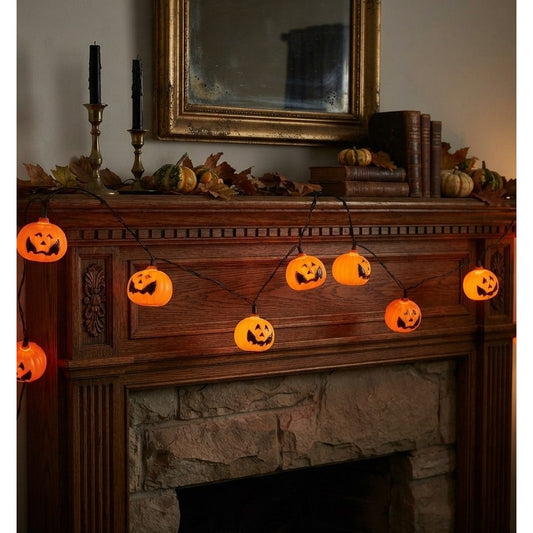 Vintage Halloween Blow Mold Jack O Lantern Light Set 10 Lights