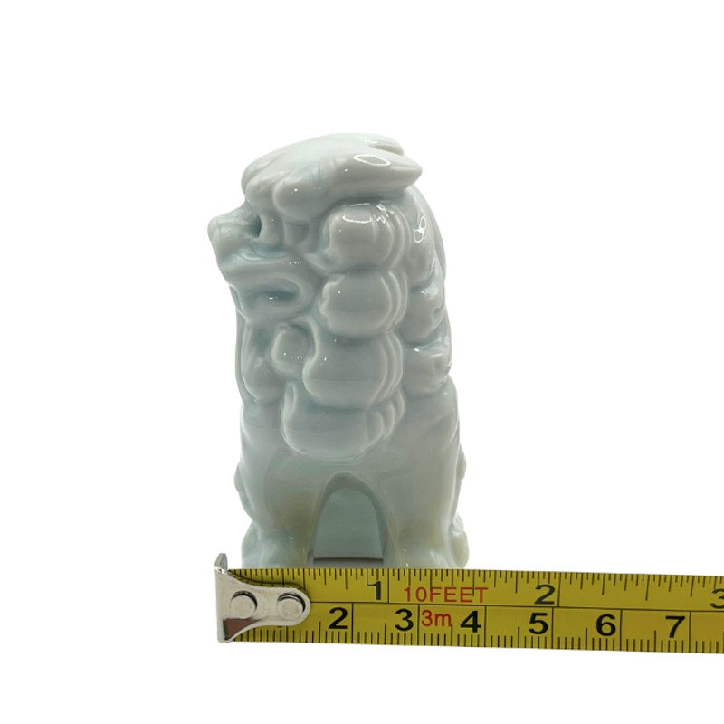 Vintage Light Blue Porcelain ShiShi Lion Foo Dog Salt and Pepper Shakers
