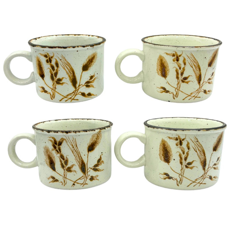 Midwinter Stonehenge Wild Oats Mugs Set of 4 Vintage 1970s Stoneware Mugs