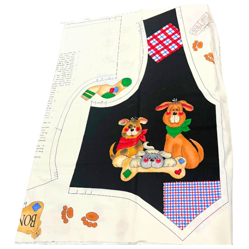 Vintage Bone Appetit Dog Cut and Sew Vest Timeless Treasures Fabric Panel