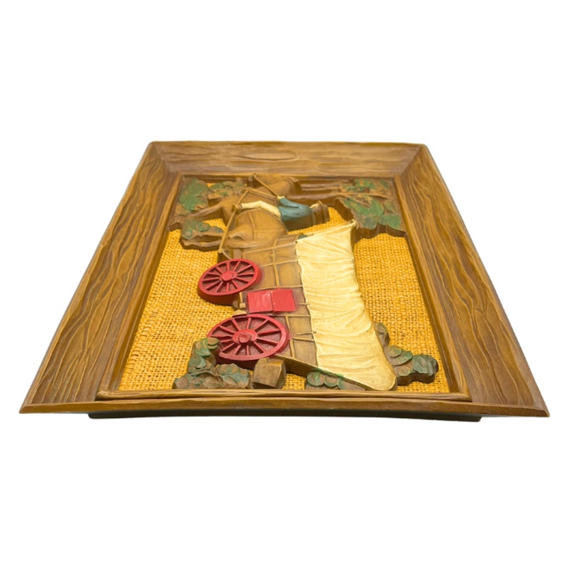 Vintage Syroco 3D Covered Wagon Wall Plaque