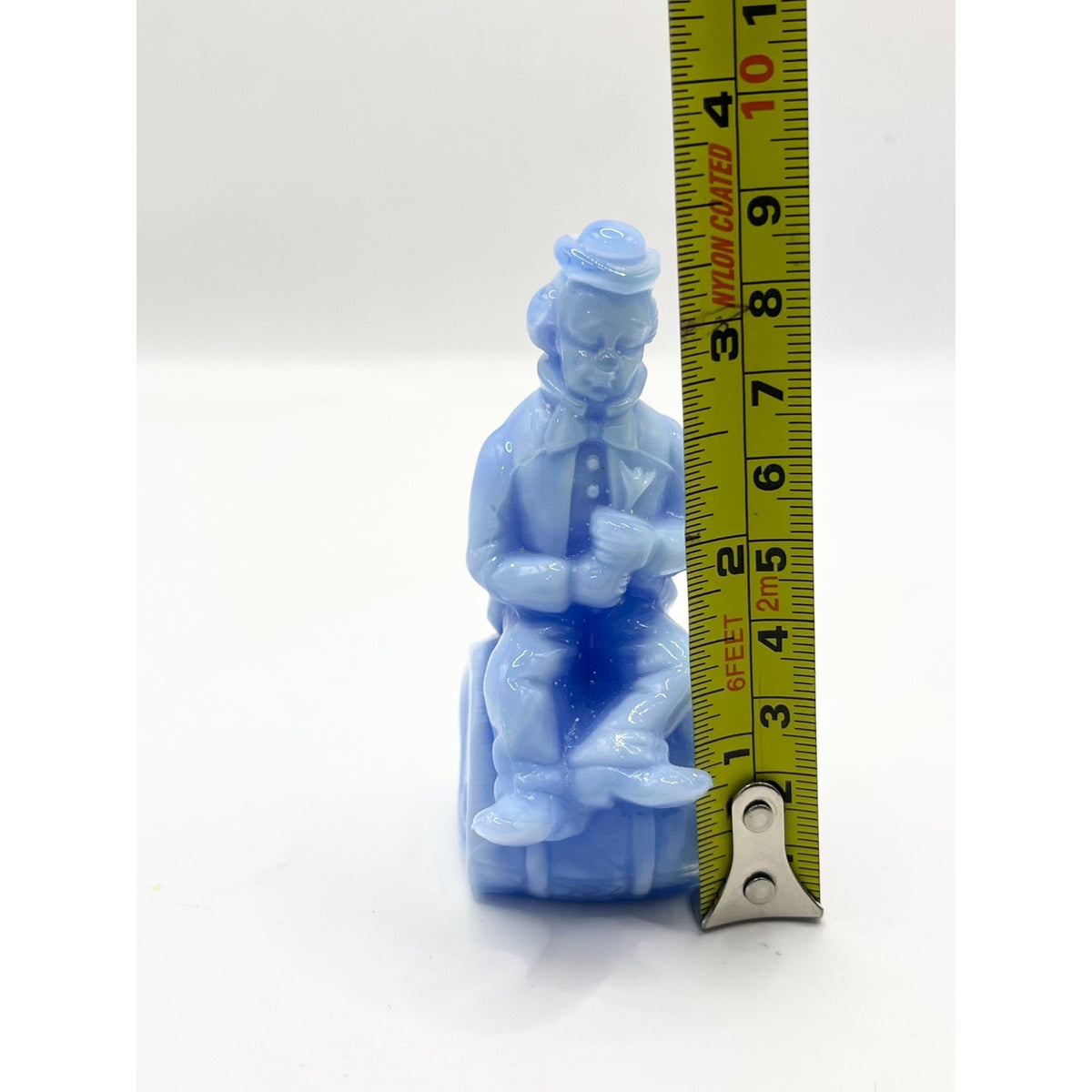 Vintage Mosser Glass Von Clown Alley Blue Slag Figurine Original Box