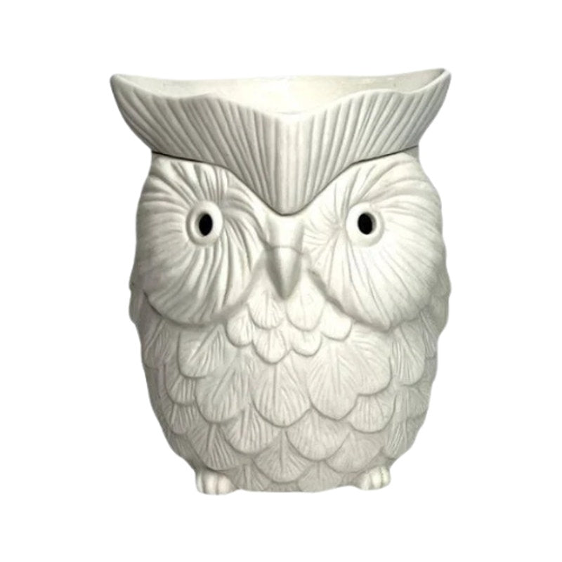 Scentsy Woot Owl Wax Warmer Full Size Matte White 3D Textured Ceramic