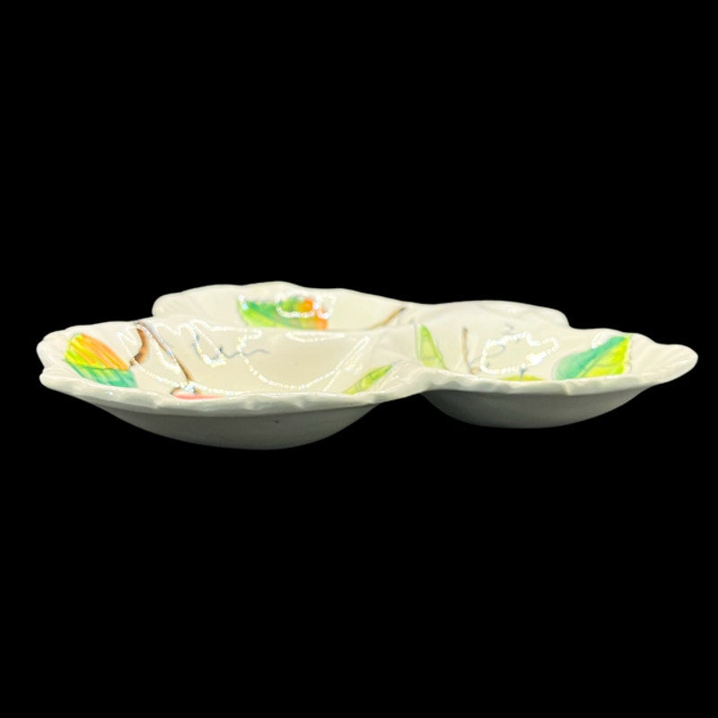 Vintage Italian Ceramic Divided Serving Dish Fruit Motif Hand Painted