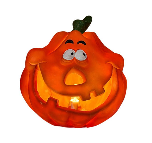 VNT Wacky Funny Jack-O-Lantern Light Up Hard Plastic Mold Pumpkin
