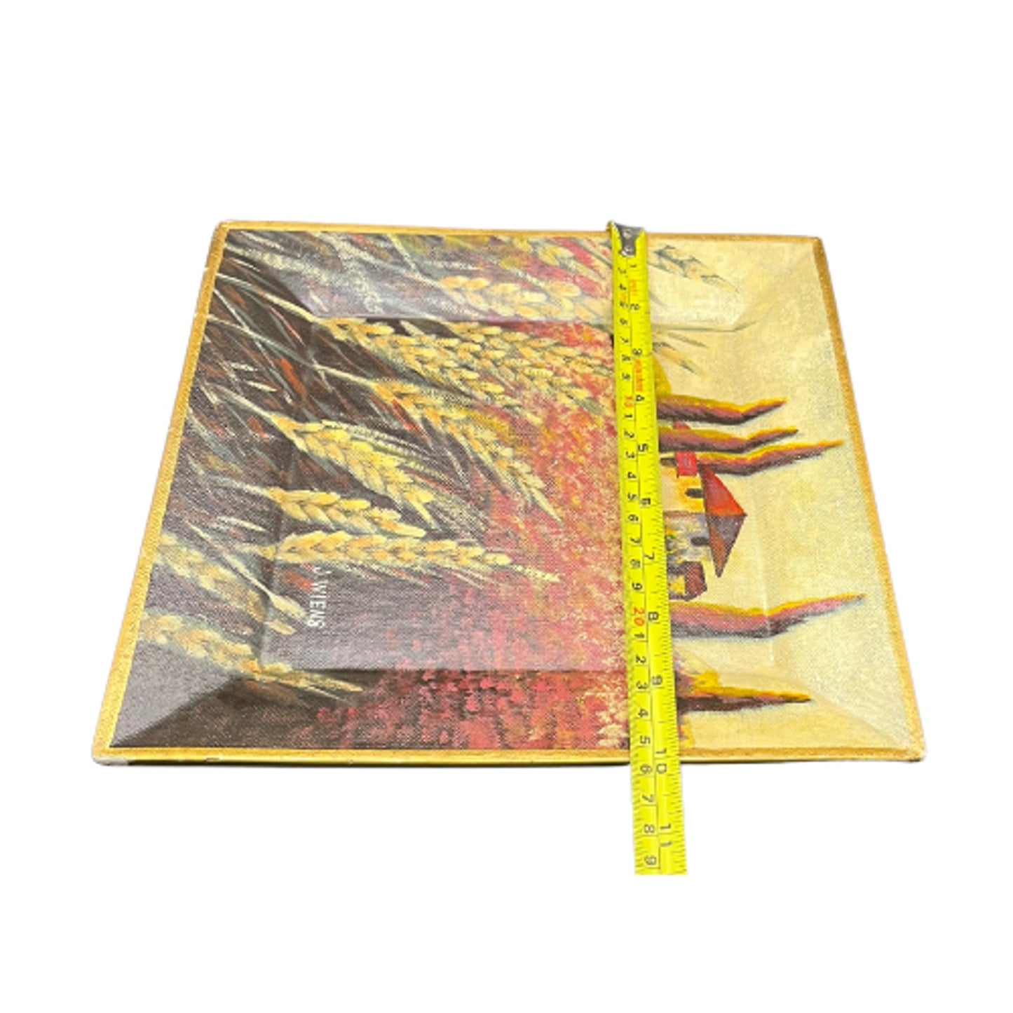 "Tuscan Fields" By J. Wiens  Hand Painted Signed Tam San Designs Beveled 10" by 10" Plate
