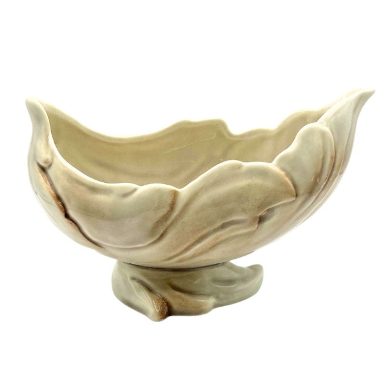 Roselane Pottery Vintage Mid Century Ceramic Leaf Planter Footed Bowl